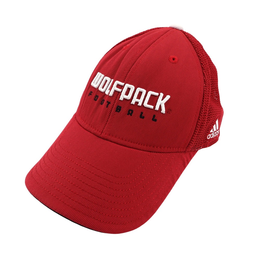 Adidas Wolfpack Football Baseball Cap Red Mesh Adjustable Snapback NC State